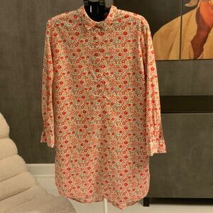 Lord and Taylor Liberty art fabric Floral Red and White tunic 12